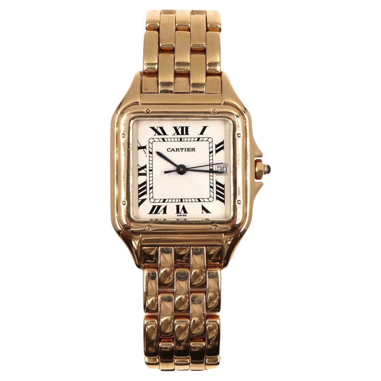 Bud Fox Wall Street Pre-Owned Coveted Cartier Large Panthere Watch 18K Gold 27mm For Sale