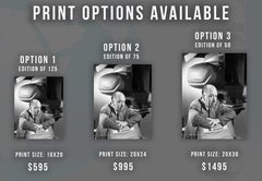 Alfred Hitchcock Leaning on Director's Chair Fine Art Print