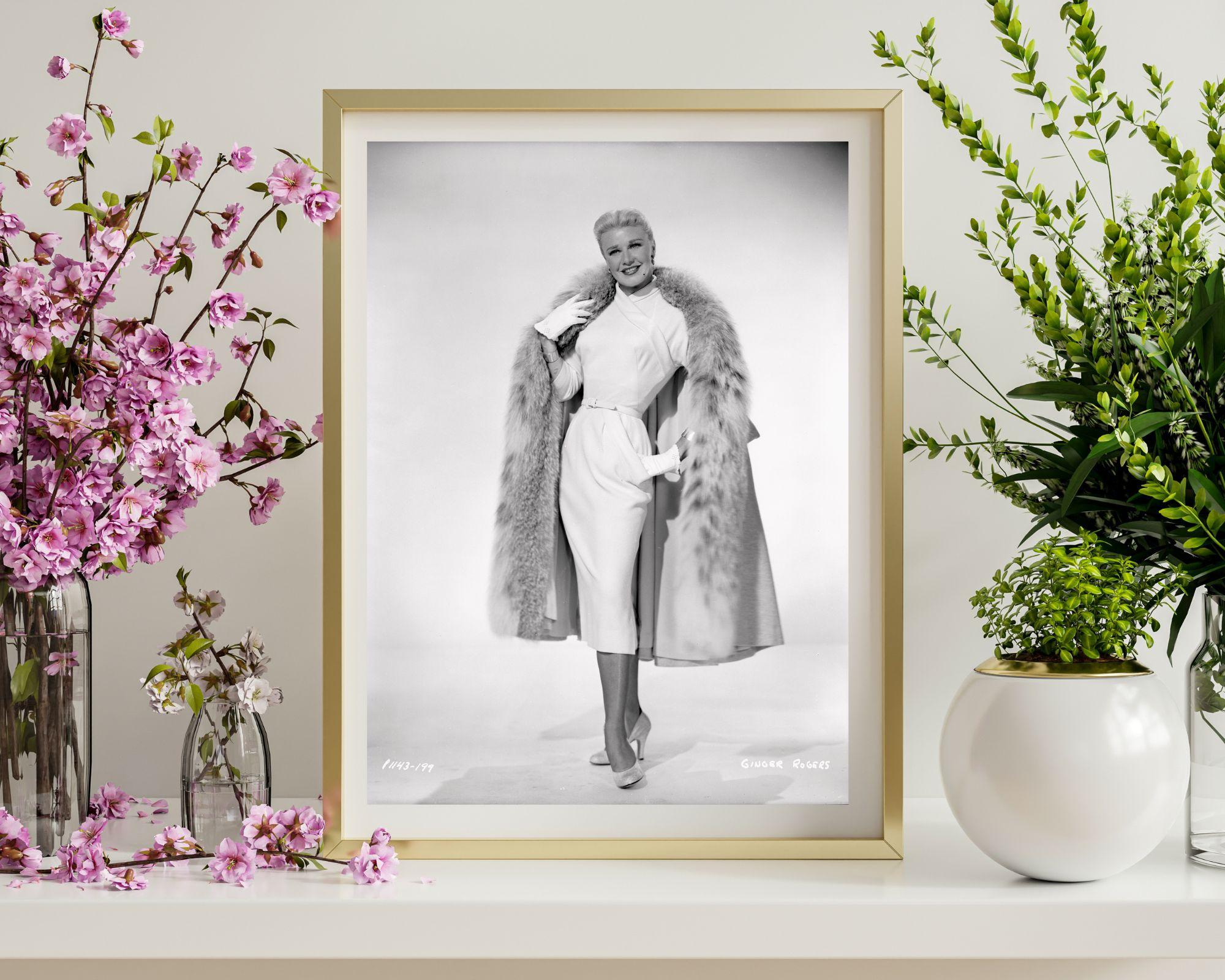 Ginger Rogers in Fur Coat - Contemporary Photograph by Bud Fraker