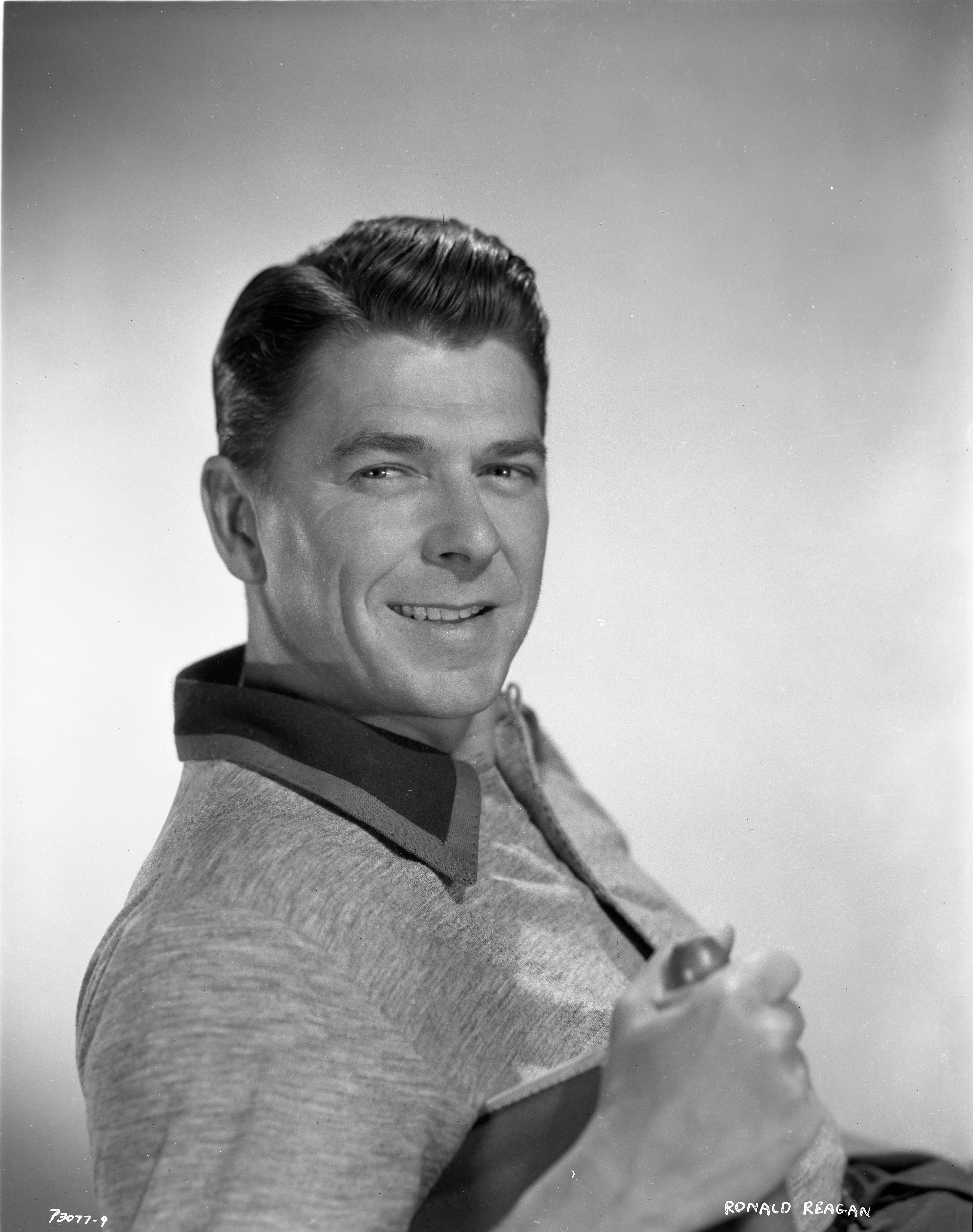 Bud Fraker Black and White Photograph - Ronald Reagan Smiling in Classical Portrait Fine Art Print