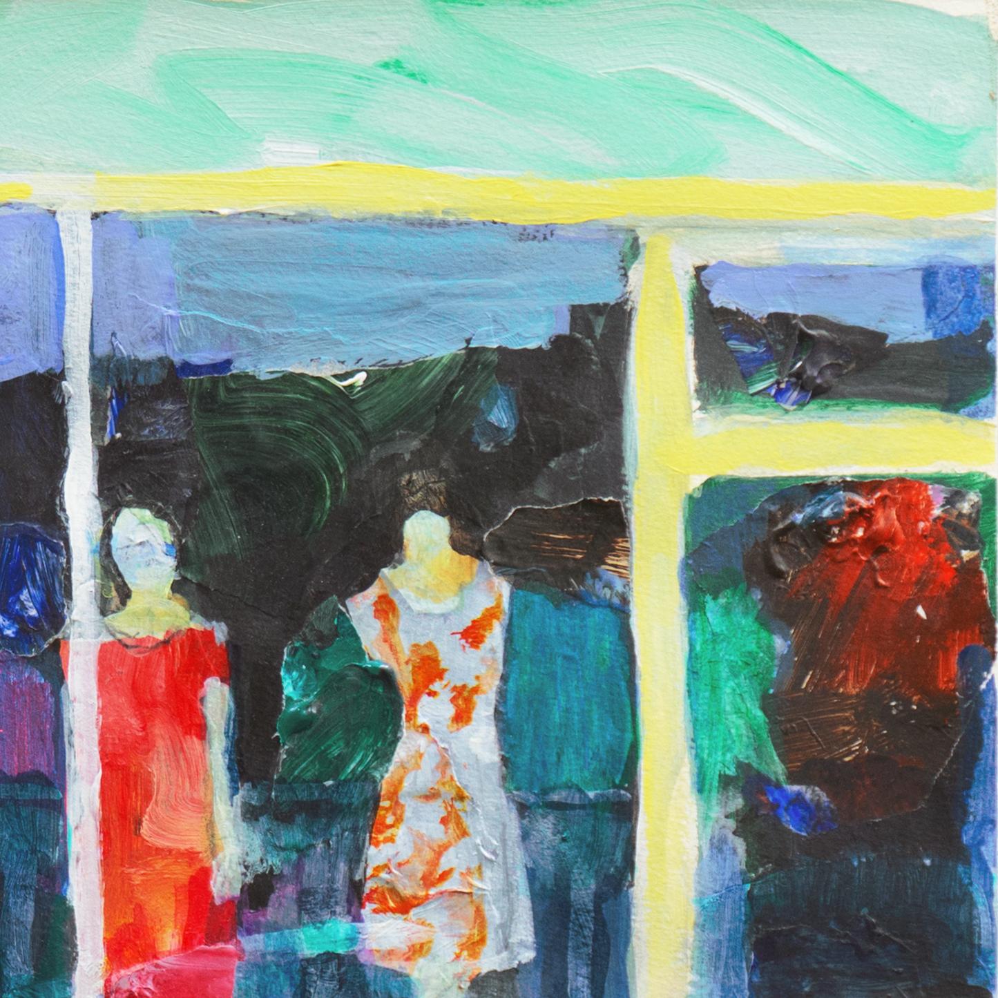 'Mannequins in a Store Window', Bay Area Figurative, Student of Wayne Thiebaud - Blue Figurative Painting by Bud Gordon