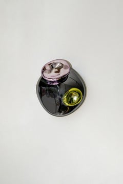 Bud II Sculptural Handblown Glass Smoke, Purple and Lime Mirror by Homa