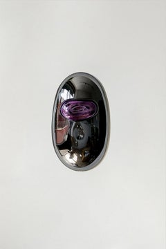 Bud III Sculptural Handblown Glass Smoke and Purple Mirror by Homa