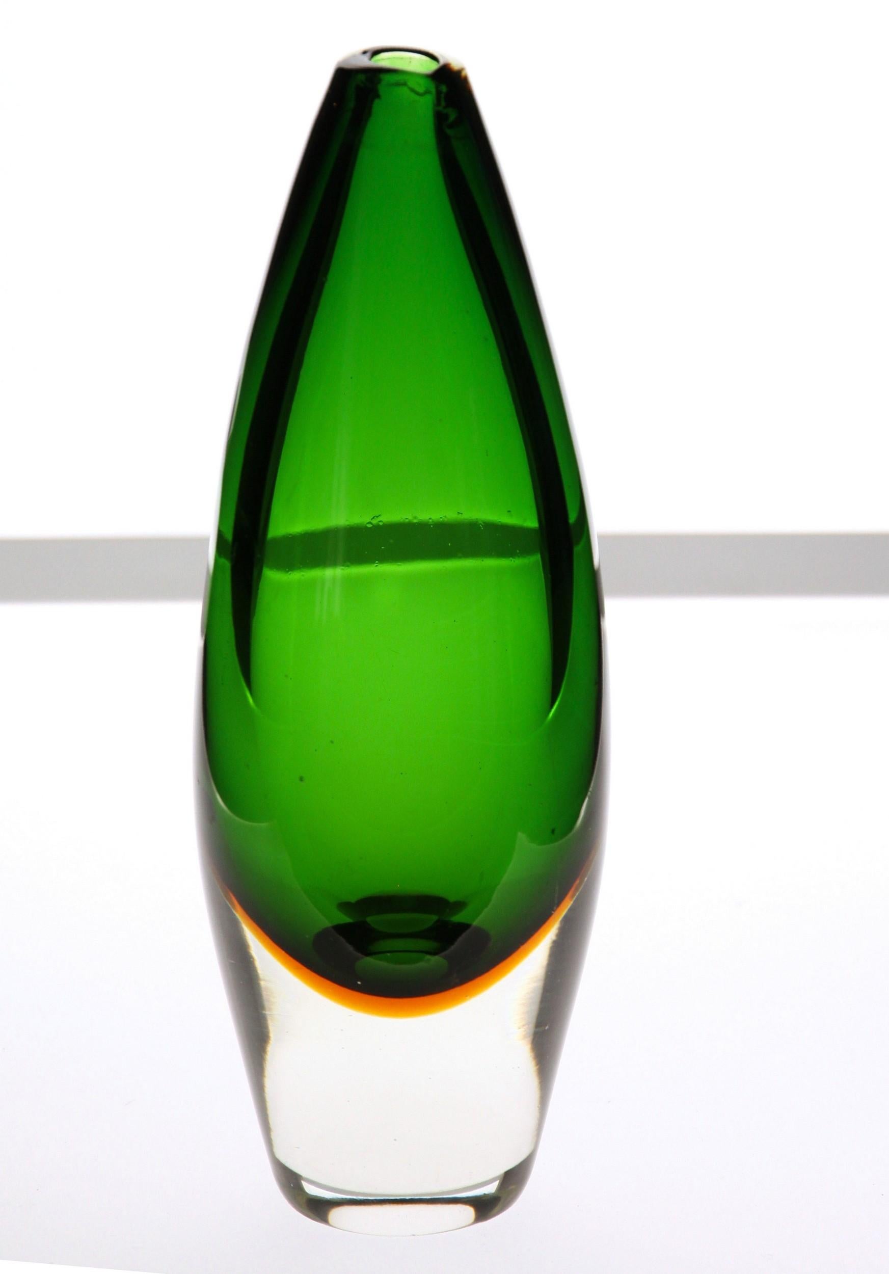 Art Glass Bud Murano Vase Massiccio Sommerso Colors, Seguso Vetri d'Arte Attribution 1960s