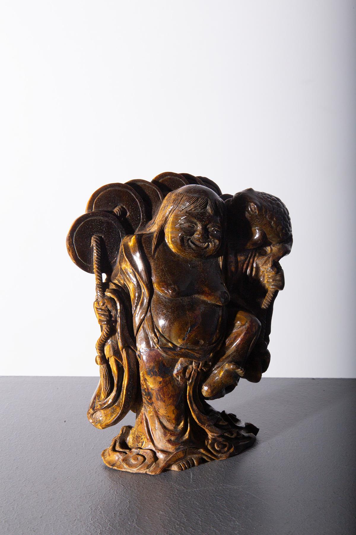 Chinese Bouddha Budaï en bois sculpté en vente