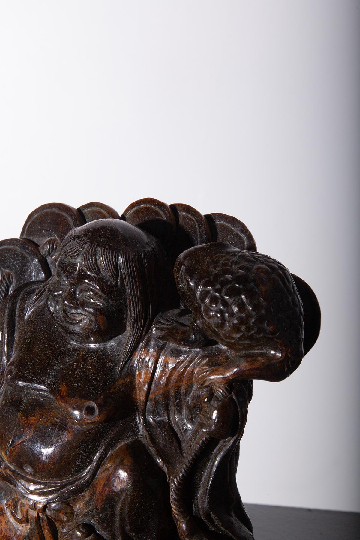 Bouddha Budaï en bois sculpté Bon état - En vente à Milano, IT