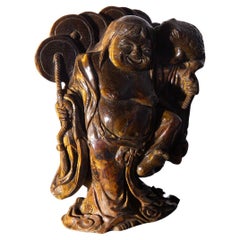 Antique Budai Buddha fine wood carving
