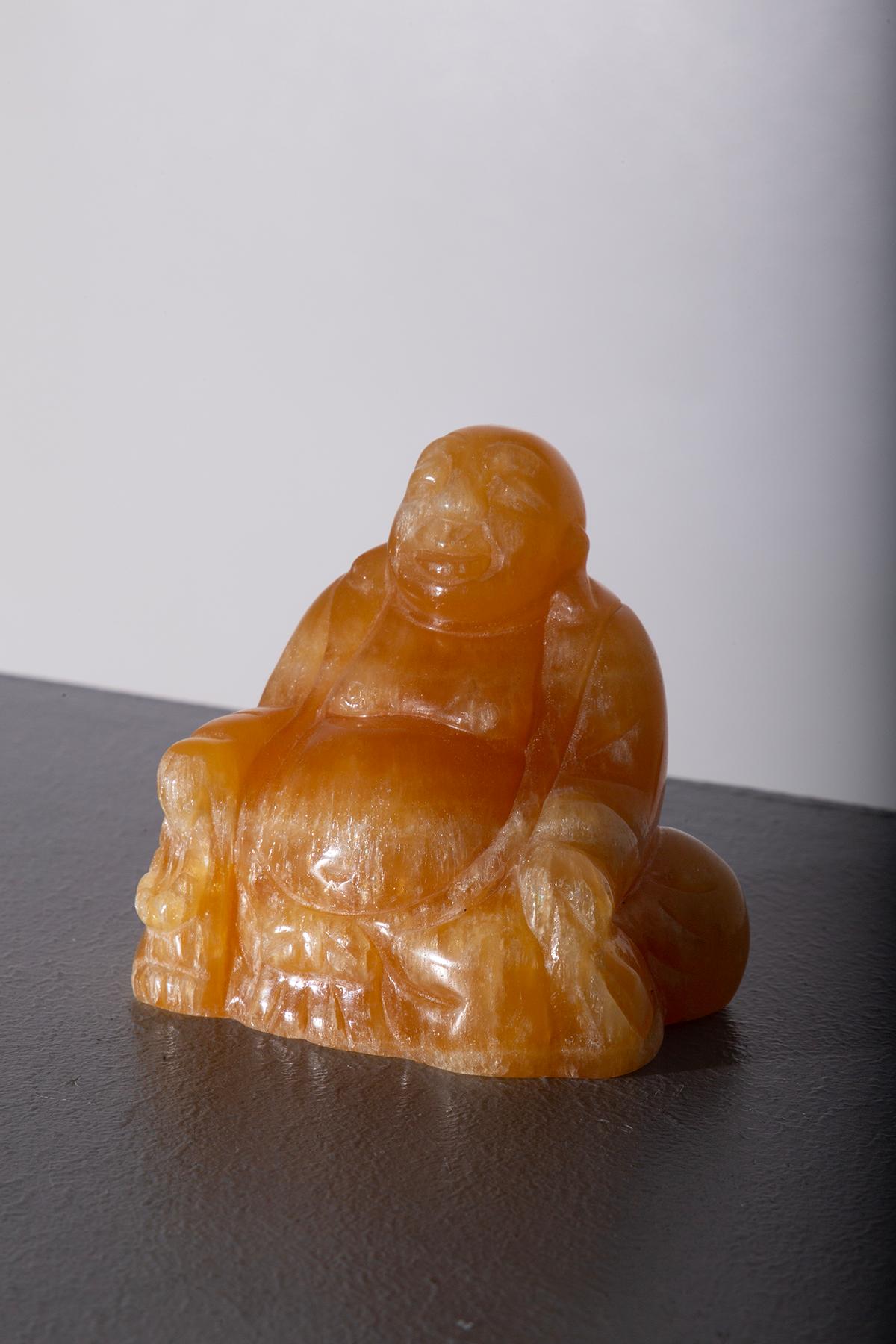Chinese Budai Buddha in orange jade For Sale