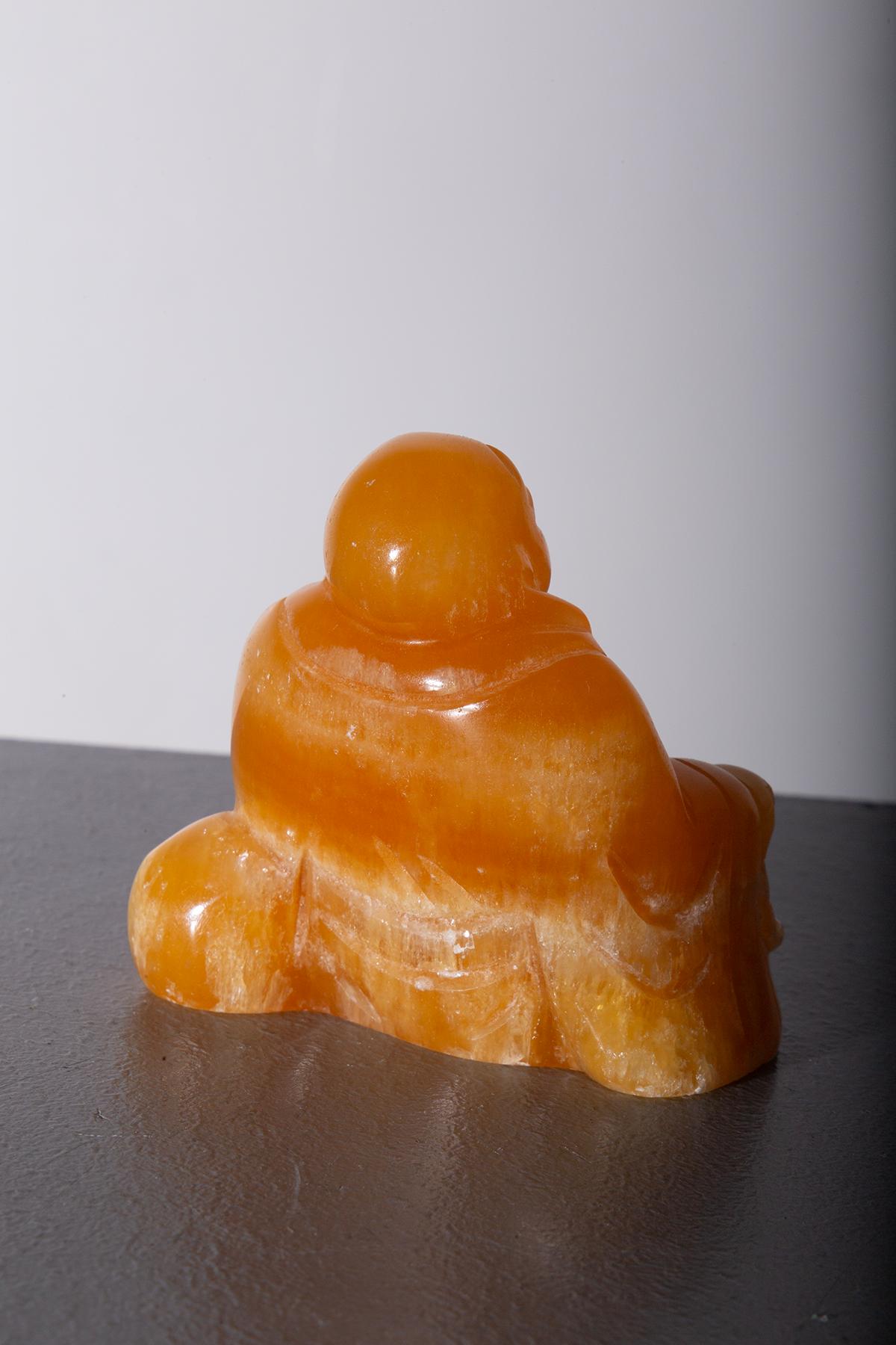 Budai Buddha in orange jade In Good Condition For Sale In Milano, IT