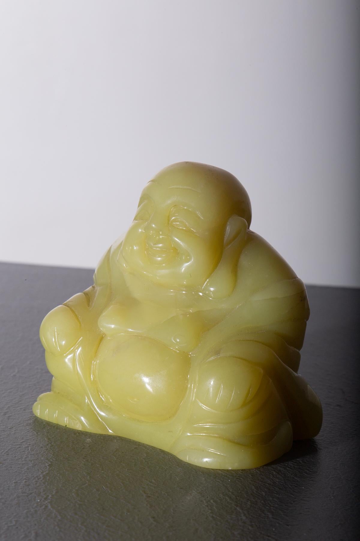 Chinoiserie Budai Buddha in yellow jade