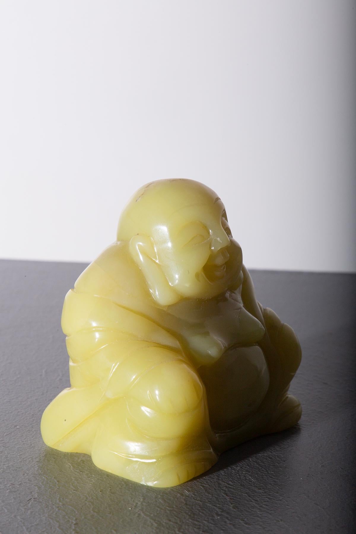 Chinese Budai Buddha in yellow jade