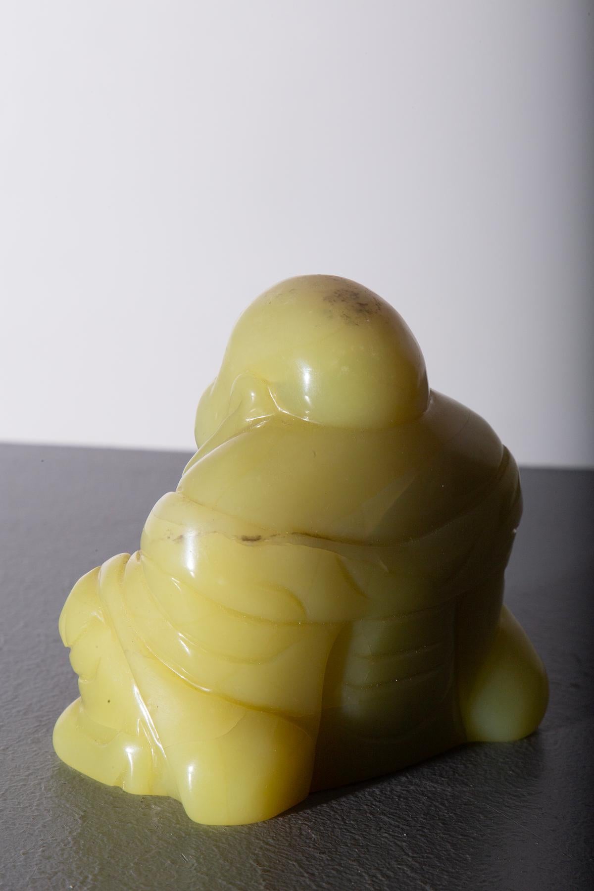 Early 20th Century Budai Buddha in yellow jade