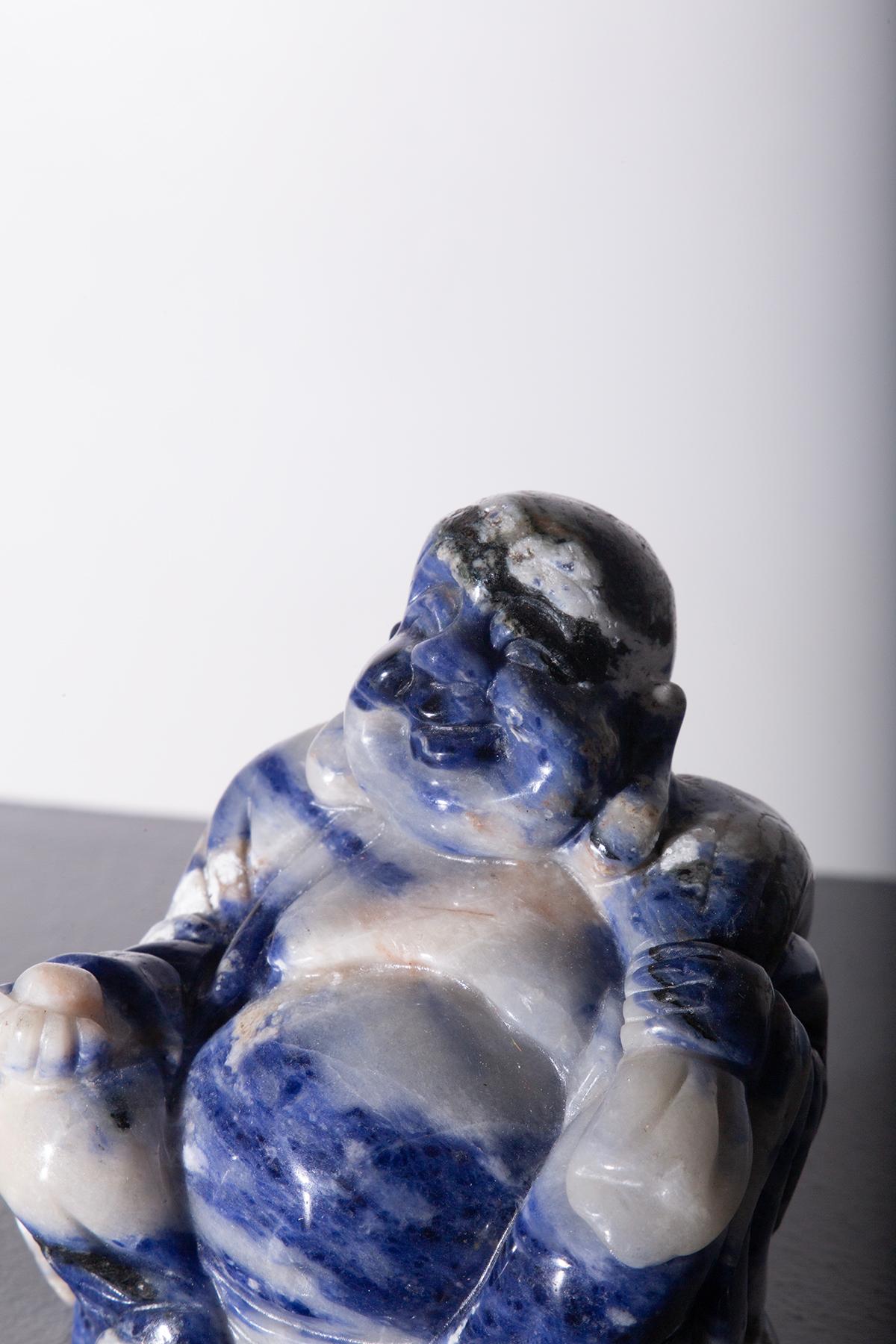 Chinese Budai Buddha striped blue jada For Sale