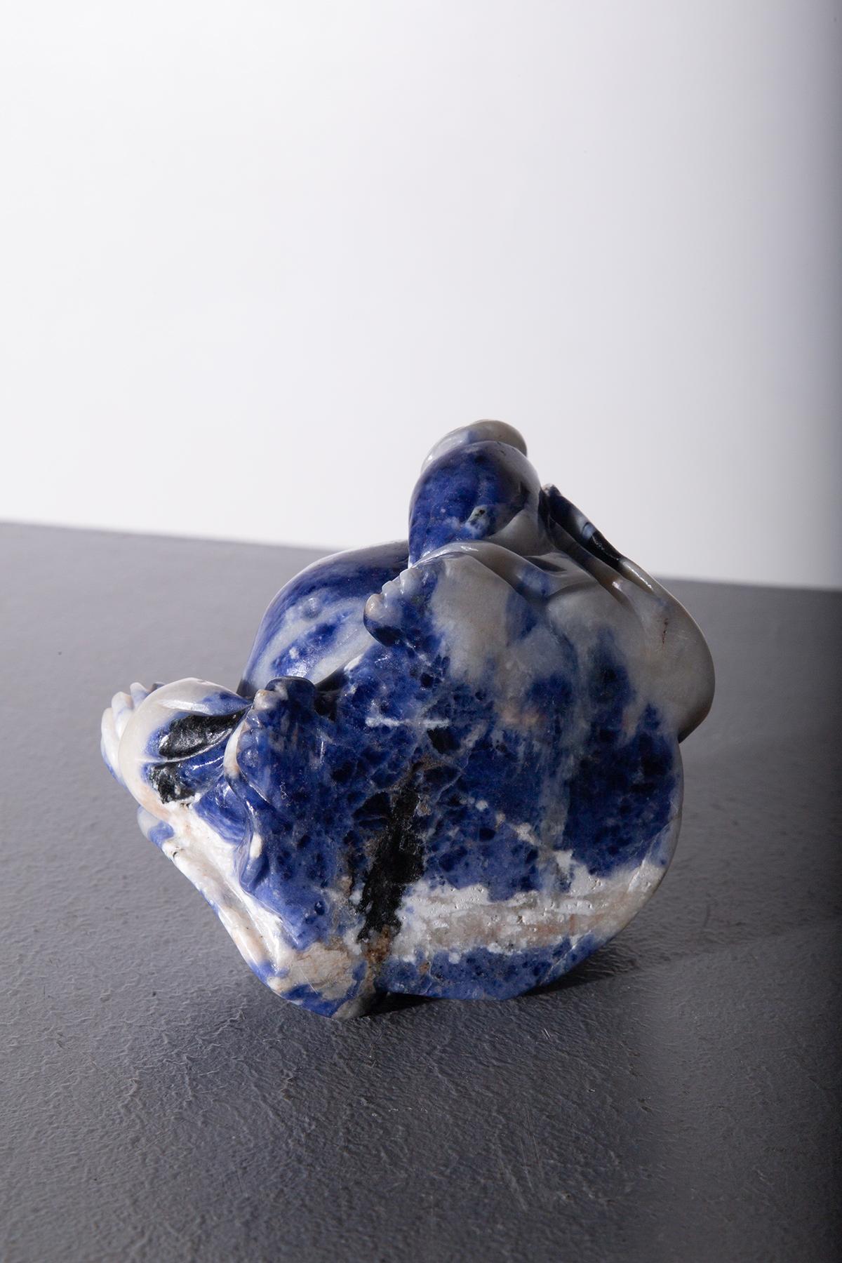 Budai Buddha striped blue jada In Good Condition For Sale In Milano, IT