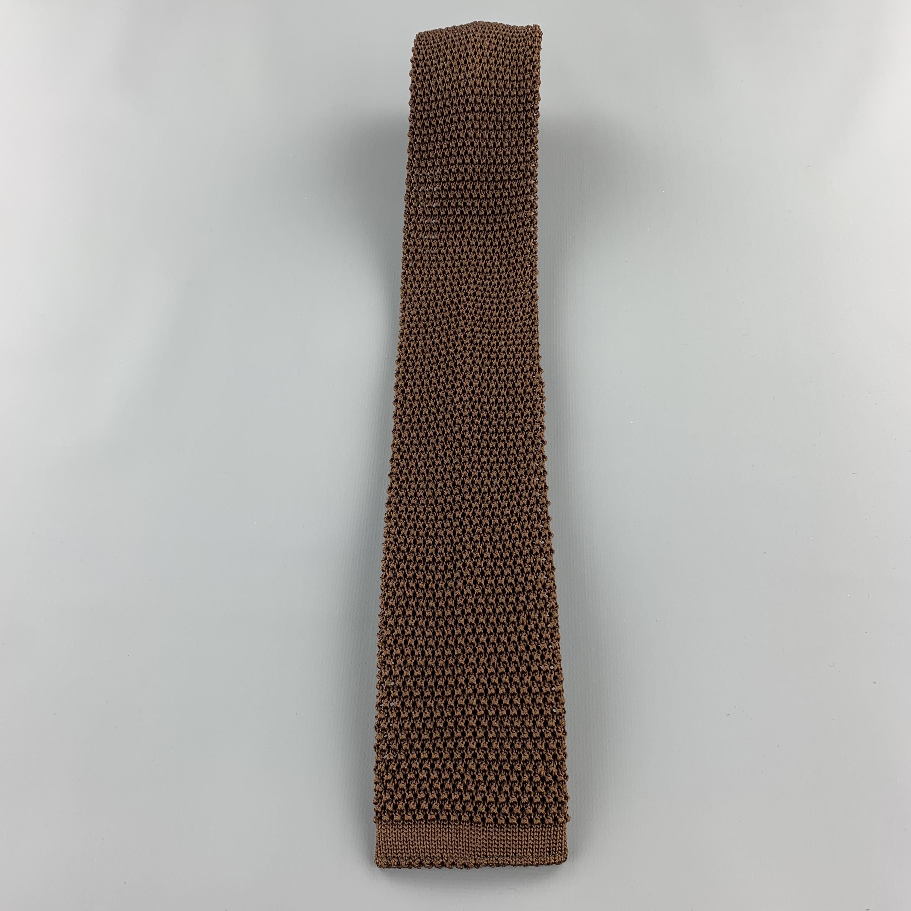 Black BUDD Cool Brown Silk Textured Knit Tie