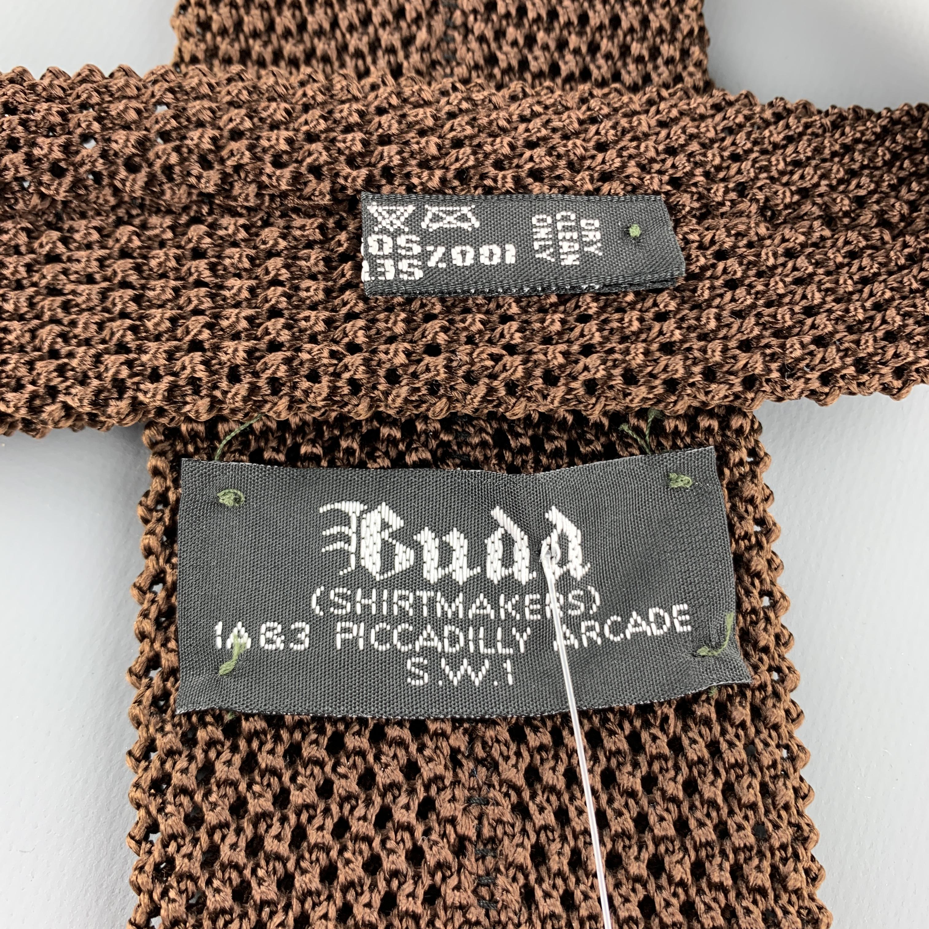 BUDD Cool Brown Silk Textured Knit Tie In Excellent Condition In San Francisco, CA