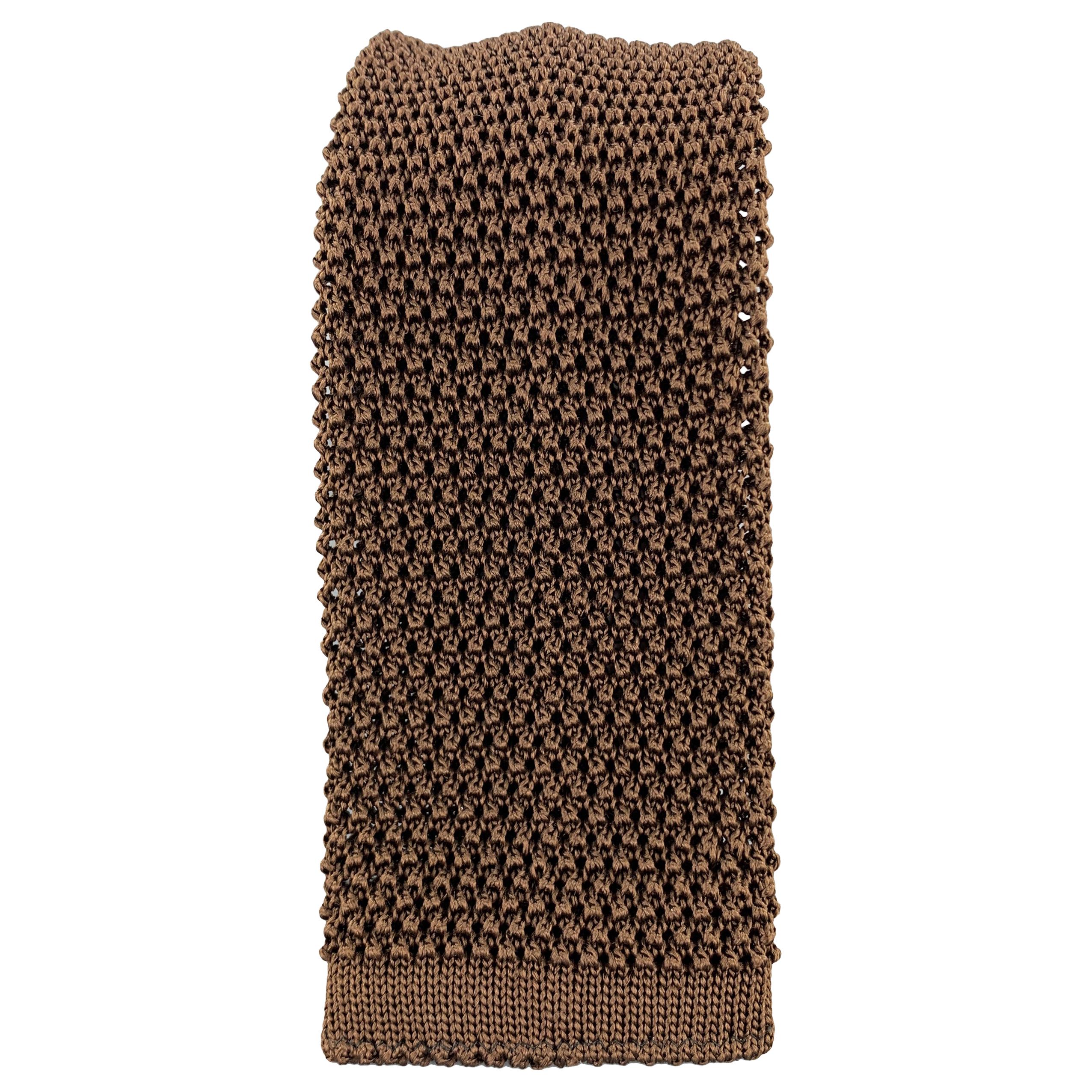 BUDD Cool Brown Silk Textured Knit Tie