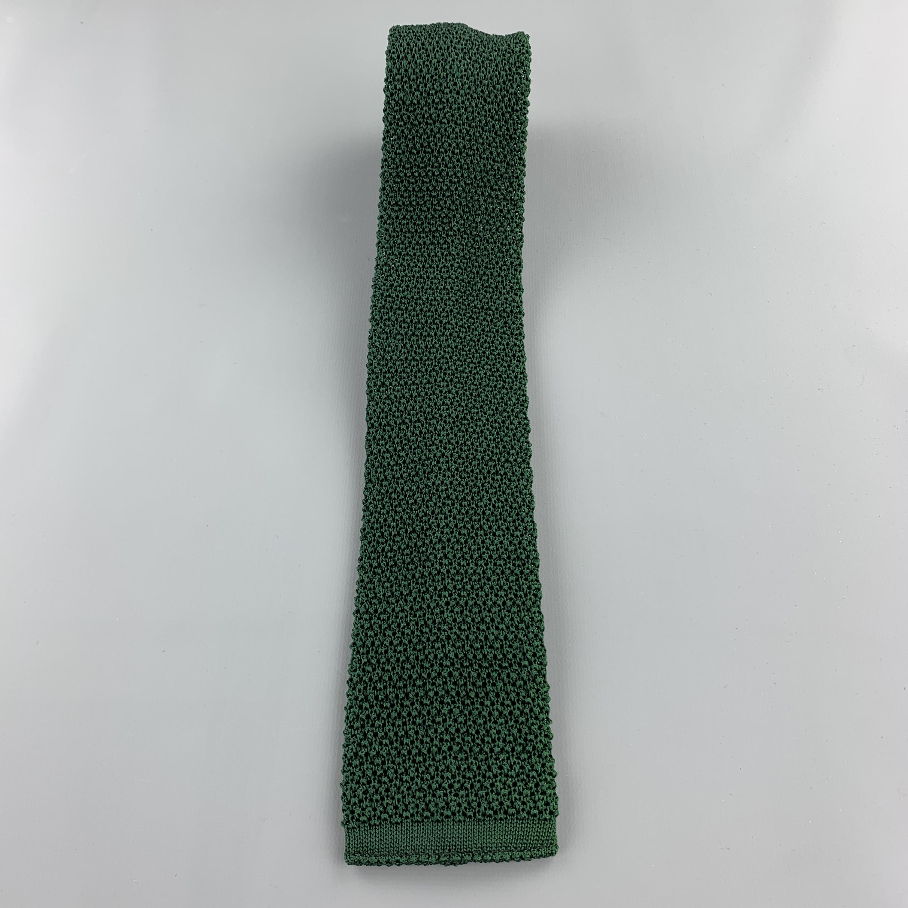 green silk knit tie