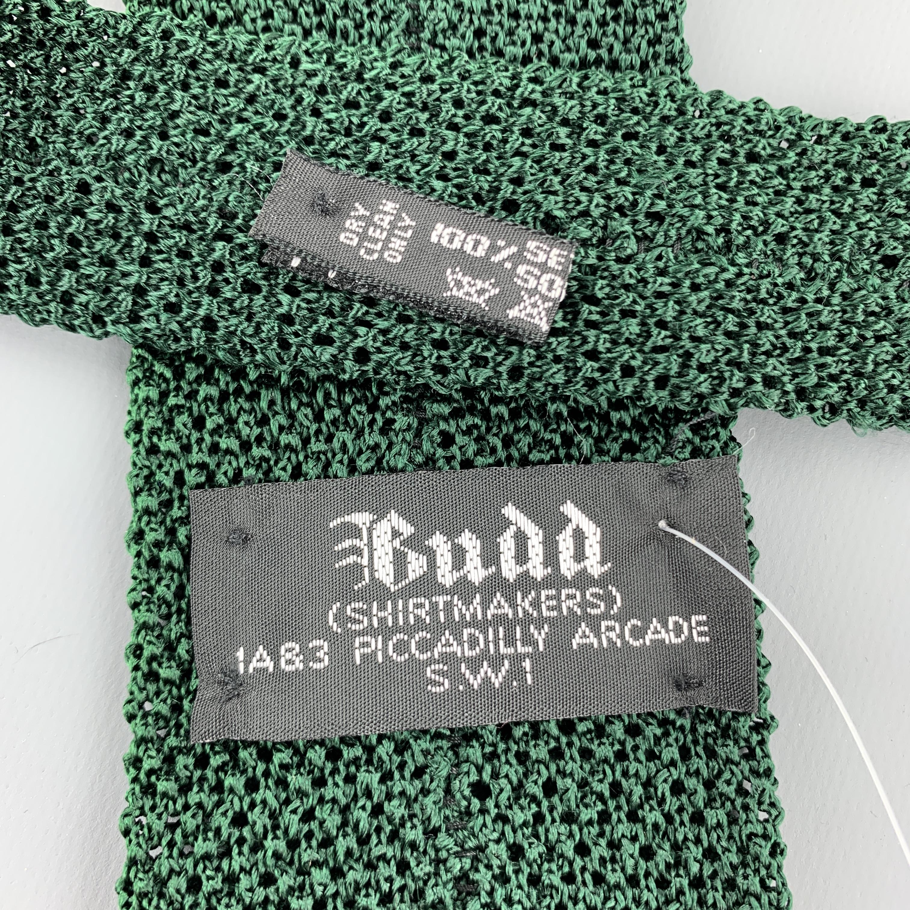 Black BUDD Forest Green Silk Textured Knit Tie