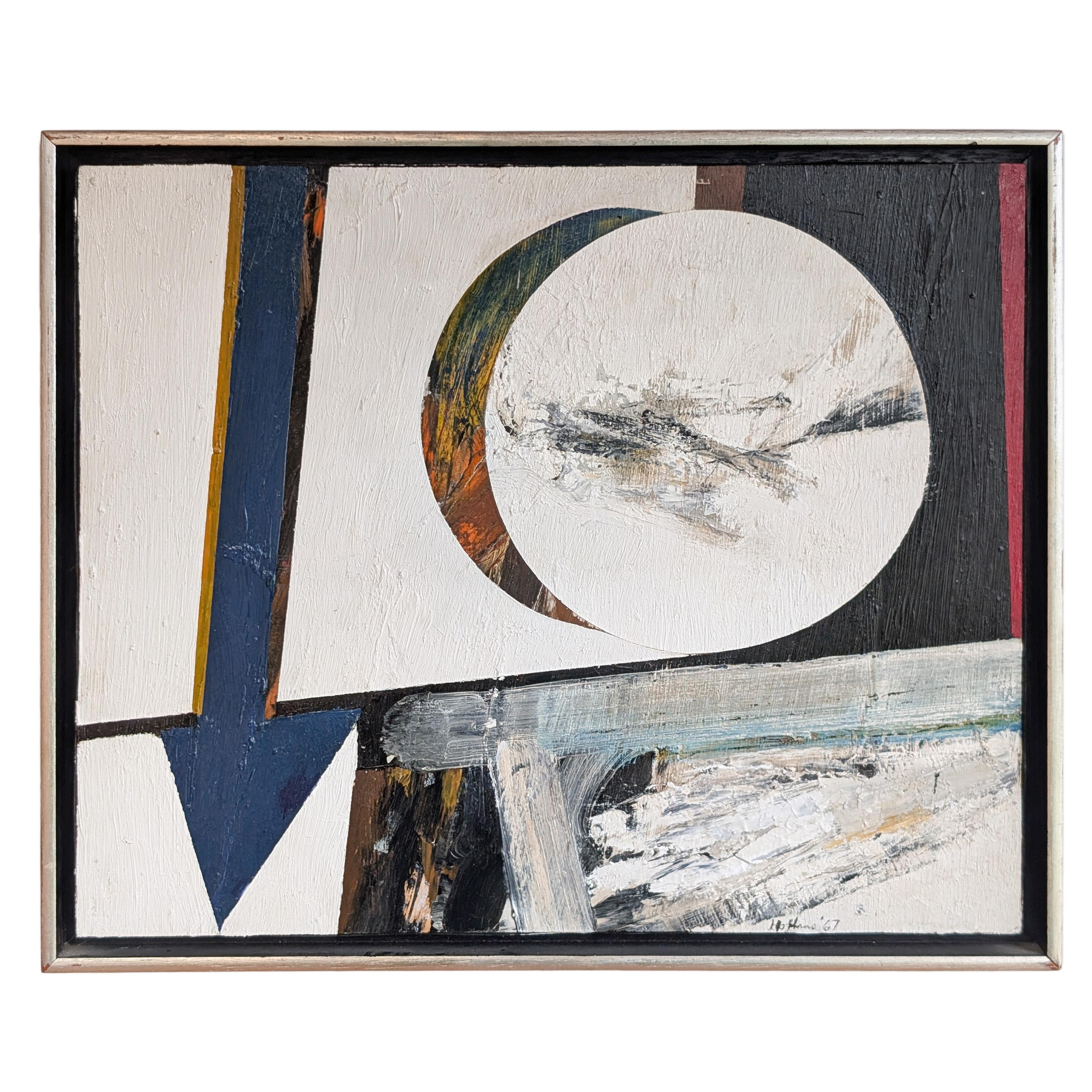 Budd Hopkins Abstract Painting - American Modernist Abstract Expressionist "Hard Edged" Oil on Canvas Painting