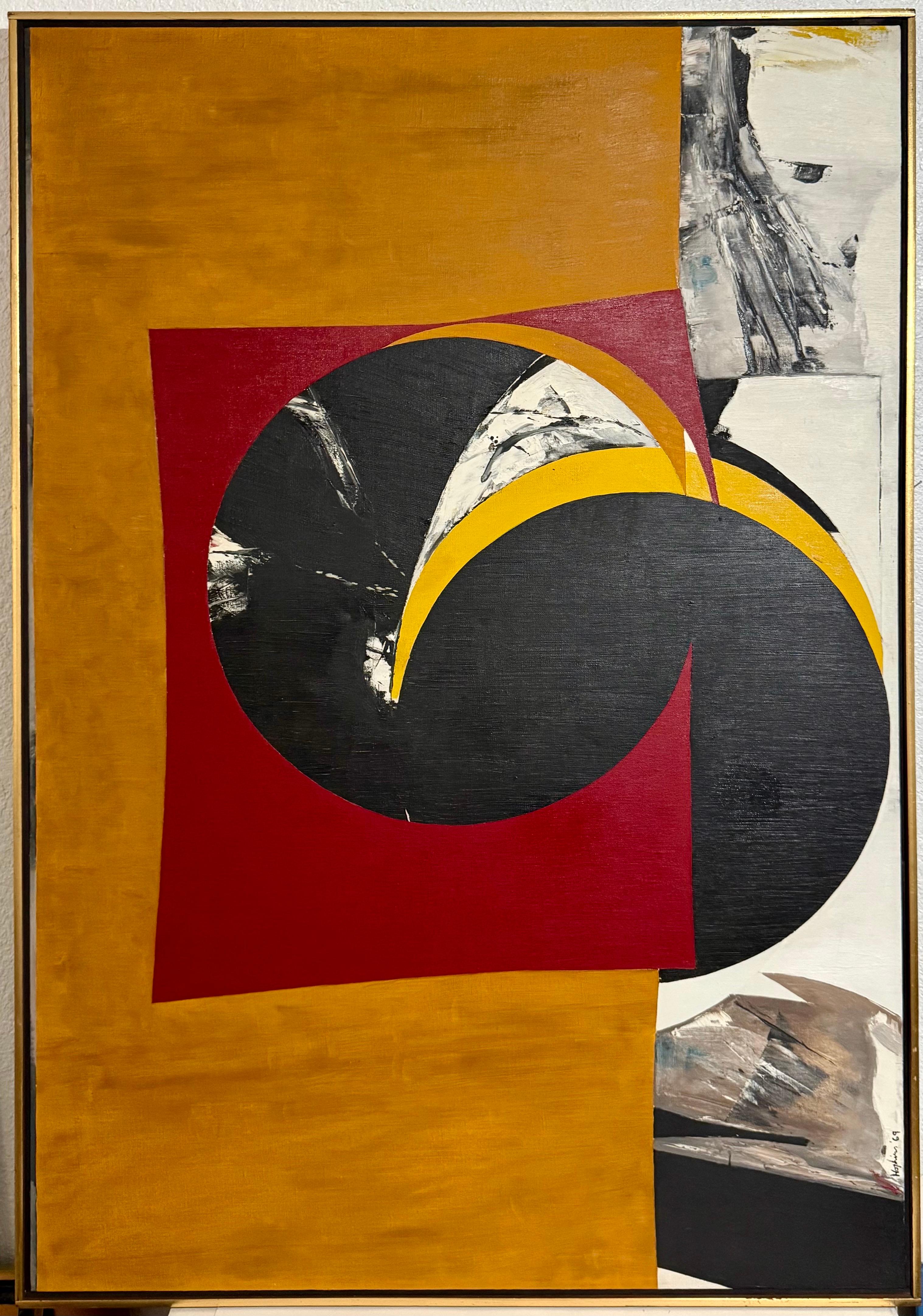Grande pittura a olio di Budd Hopkins, modernista e dai bordi duri, espressionista astratta, 1965 in vendita 1
