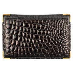 BUDD LEATHER Alligator Embossed Black Leather Metal Edge Card Ticket Case Wallet BUDD LEATHER Alligator Embossed Black Leather Metal Edge Card Ticket Case Wallet