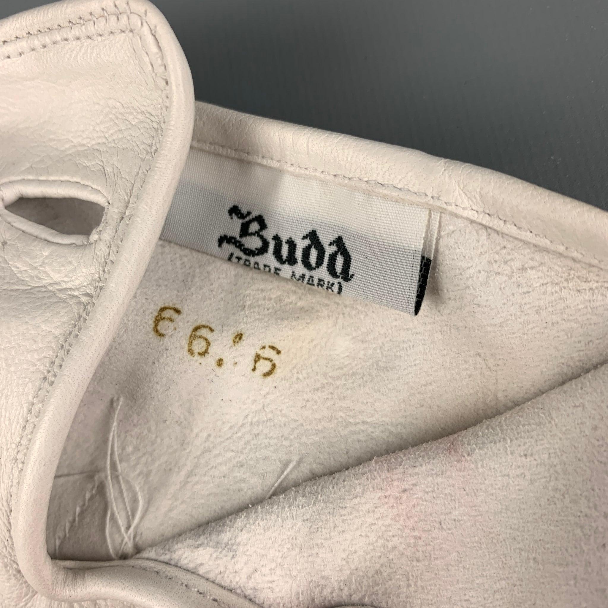 BUDD Size 9 White Leather Gloves In Good Condition In San Francisco, CA