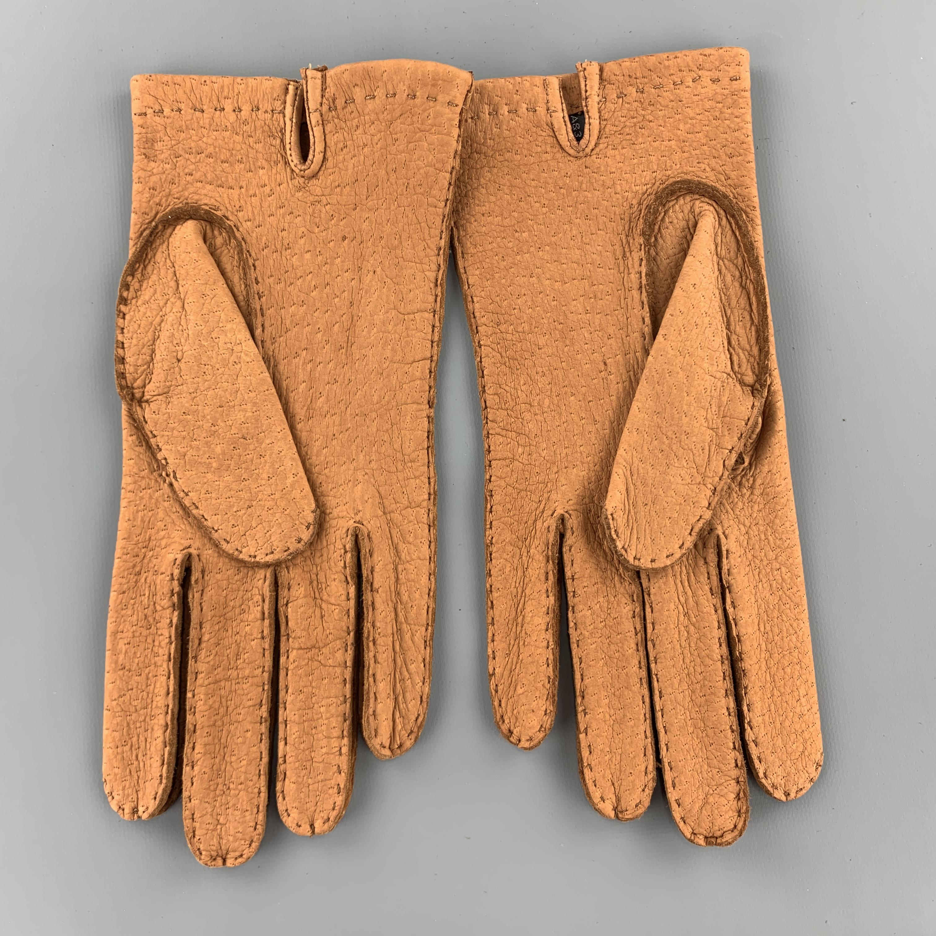 Orange BUDD Vintage Size 9 Tan Pigskin Leather Gloves