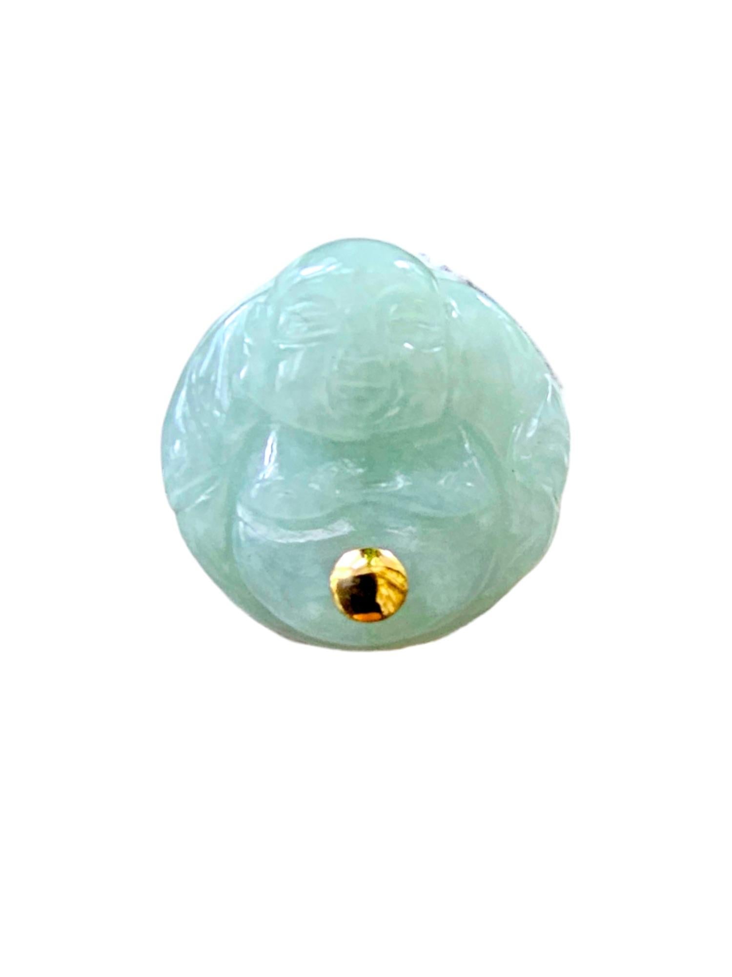Buddha Burmesische A-Jadeit Brosche/Reversnadel Pin mit 14K Gelbgold und Silber 925  im Angebot 8