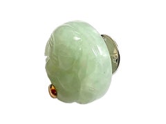Buddha Burmese A-Jadeite Brooch/Lapel Pin with 14K Yellow Gold and Silver 925