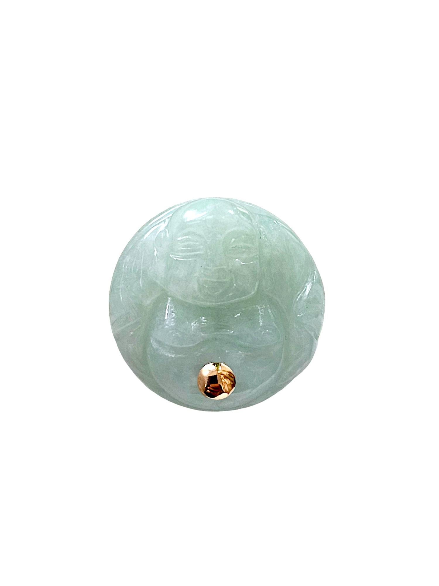 Buddha Burmesische A-Jadeit Brosche/Reversnadel Pin mit 14K Gelbgold und Silber 925  im Angebot 4