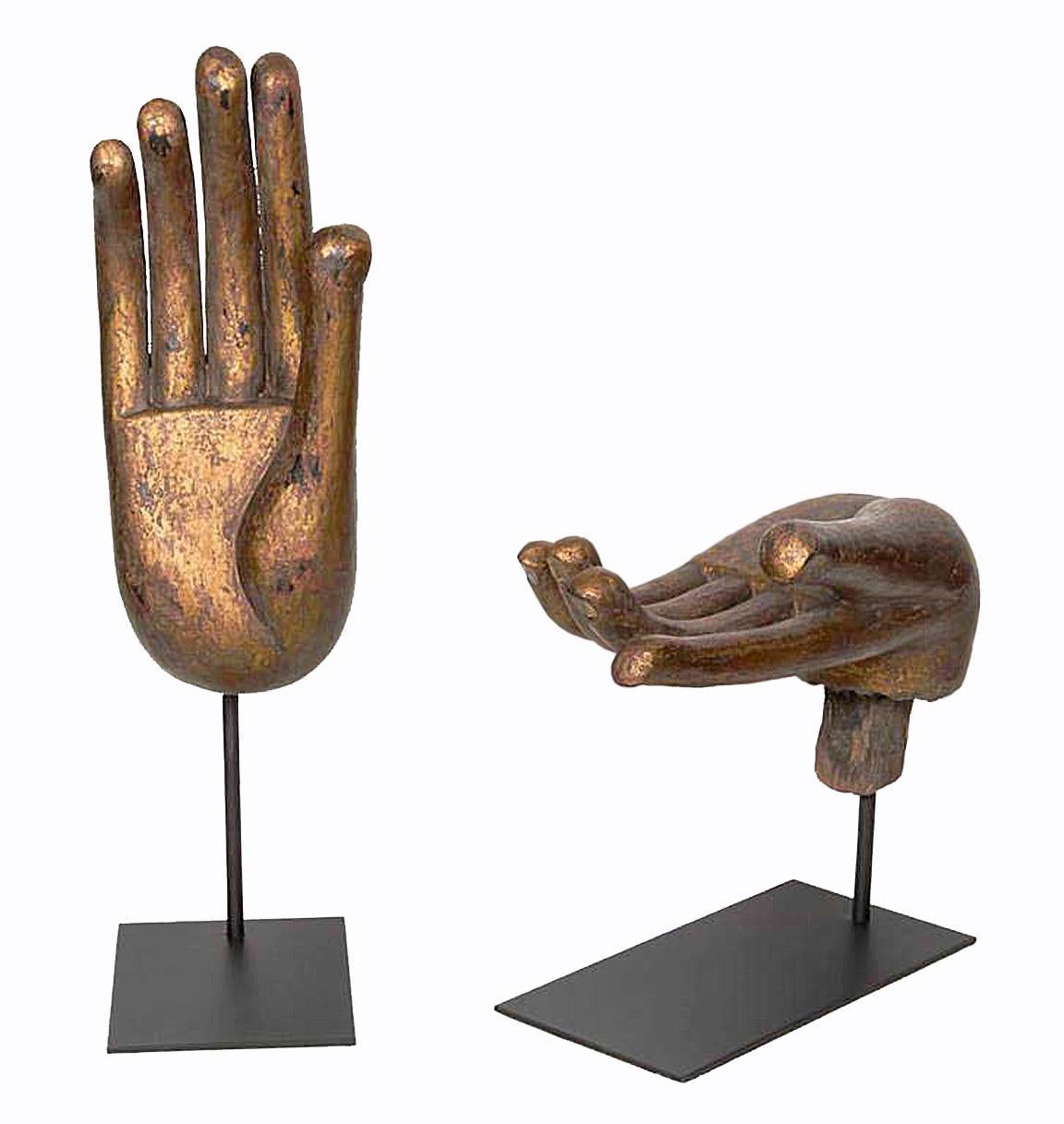Gold Buddha Hand Sculptures, Late 20th Century 6