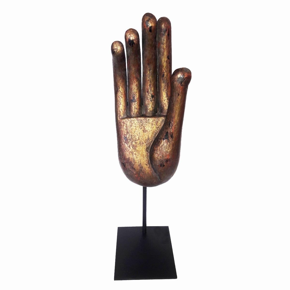 Gold Buddha Hand Sculptures, Late 20th Century 4