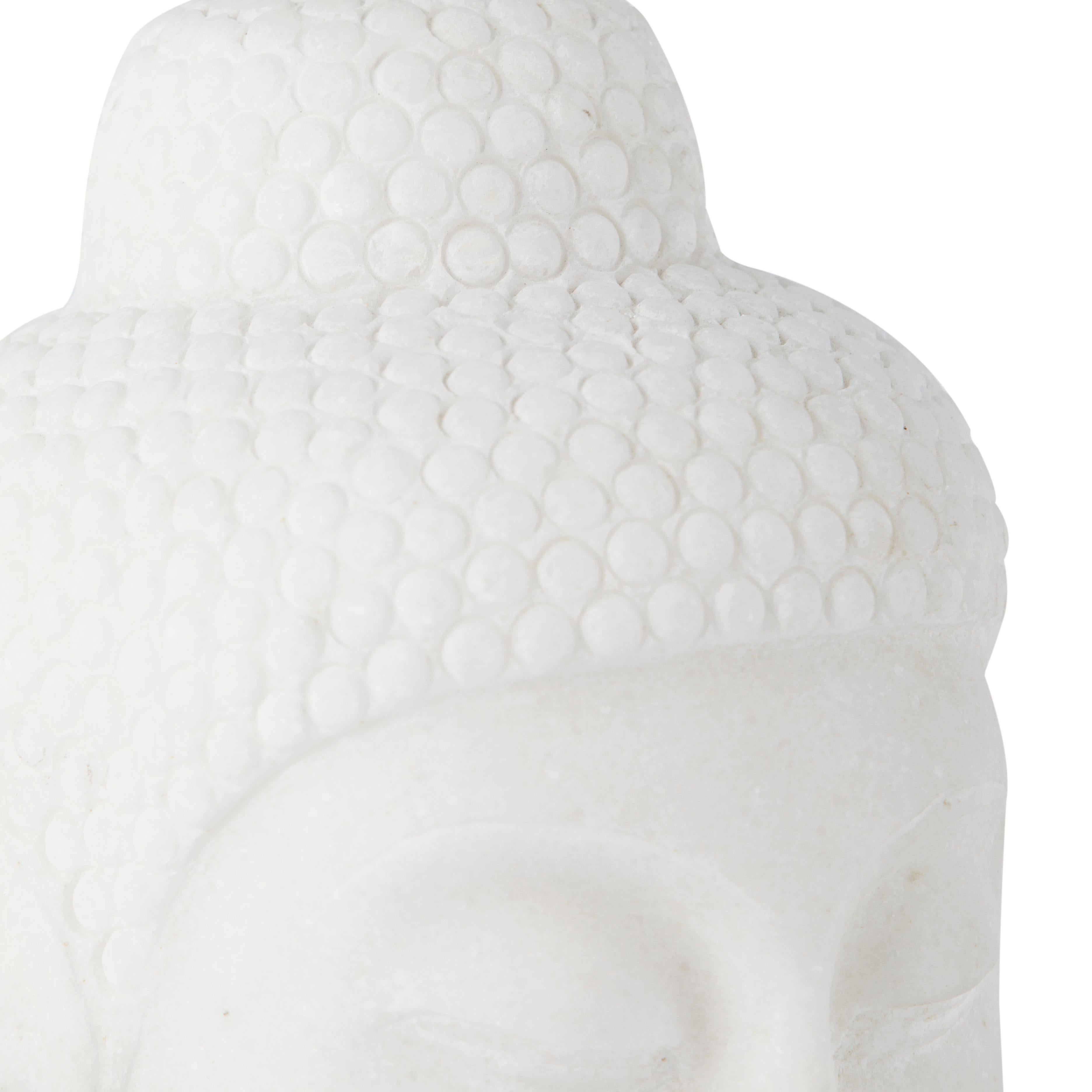 Modern Buddha Head Rinzai, Calacatta Bianco Marble, Handmade by Lusitanus Home