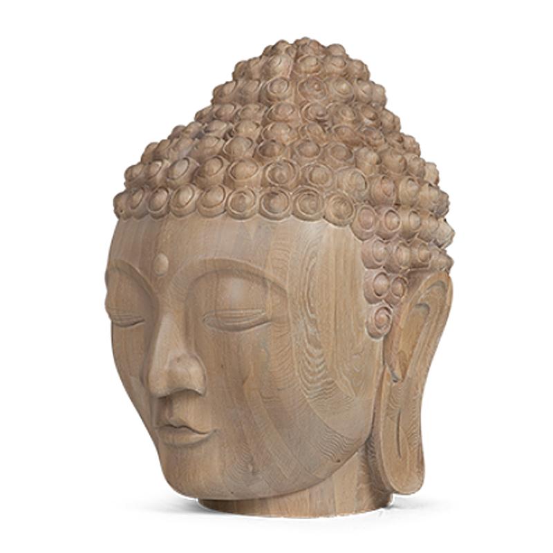 Buddha Head Sculpture in Solid Oak In New Condition In Paris, FR