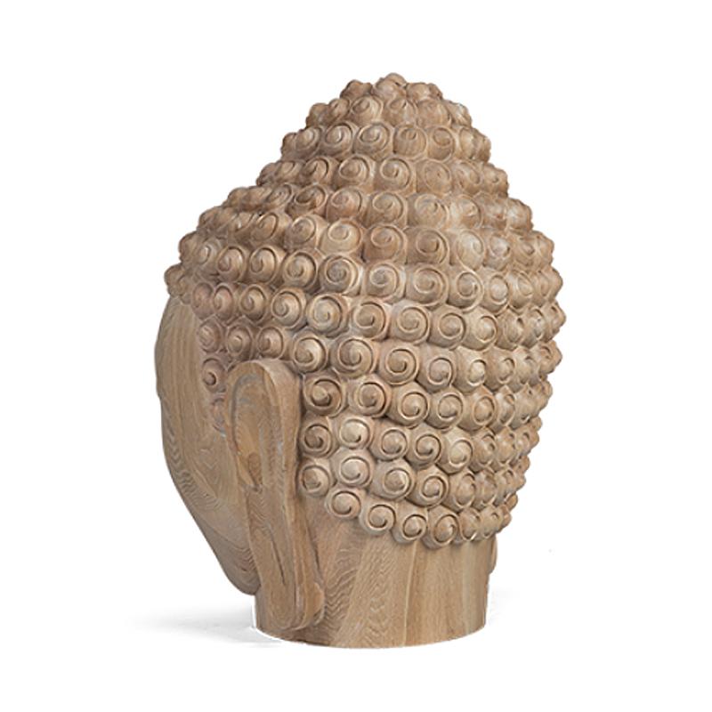 Contemporary Buddha Head Sculpture in Solid Oak