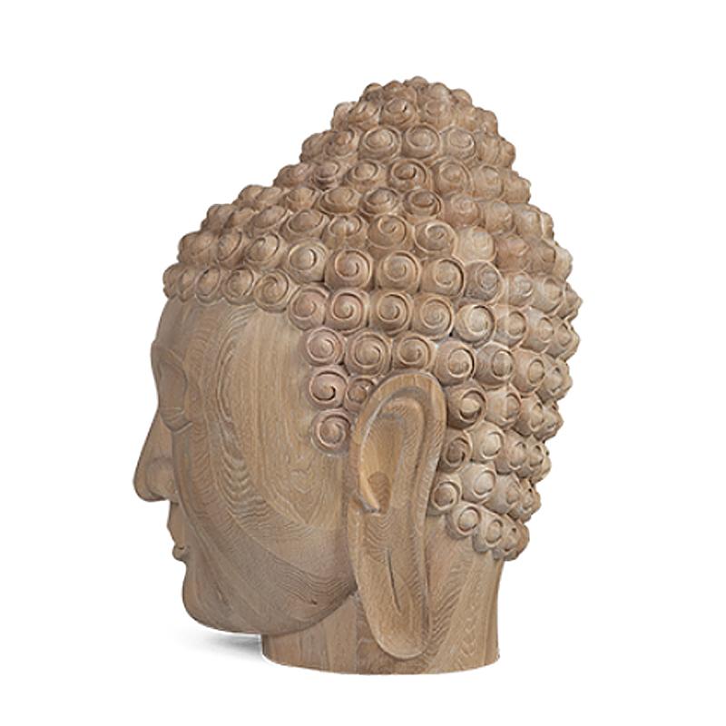 Buddha Head Sculpture in Solid Oak 1