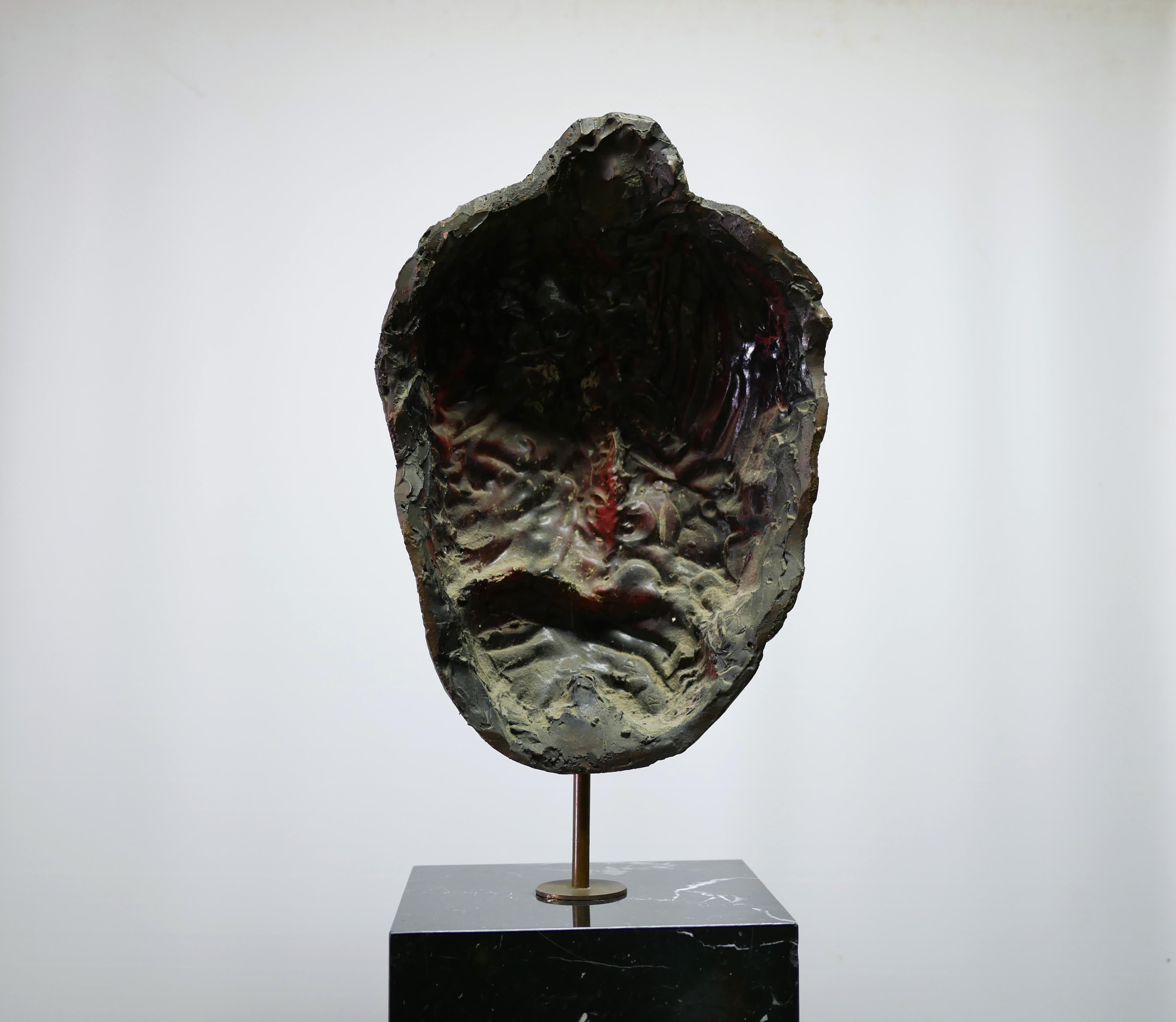 Scultura con testa di Buddha, base in marmo in vendita 15