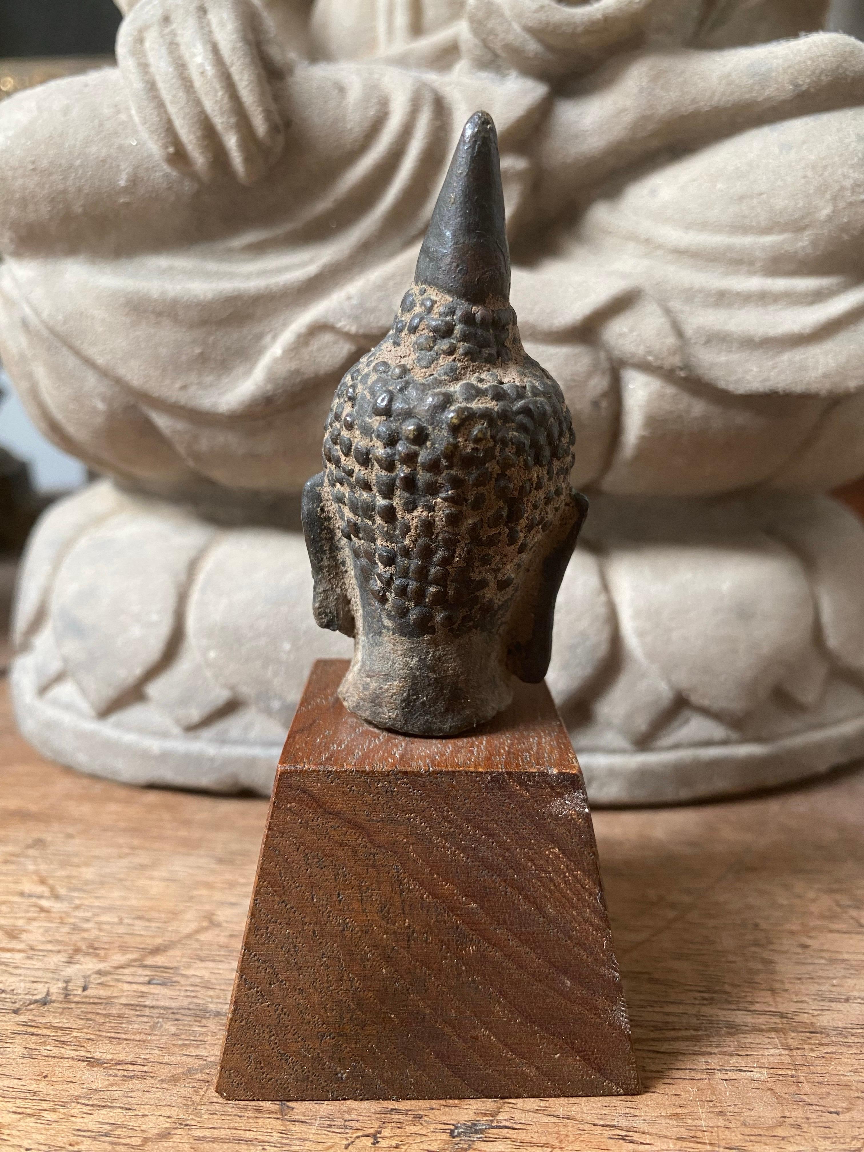 Buddha-Kopf - Thailand, Königreich Sukhothai oder Ayutthaya, 16. bis 17. (Bronze) im Angebot