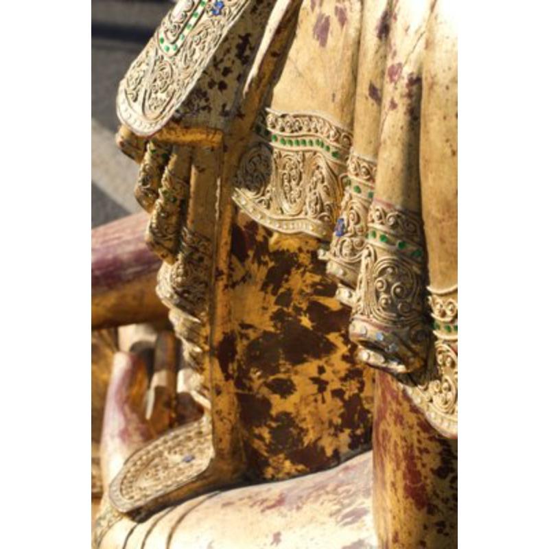 Giapponese Buddha in legno dorato, Asia, anni '50 in vendita