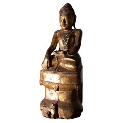 Antique Buddha in lacquered wood Burma, Mandalay, 19th century