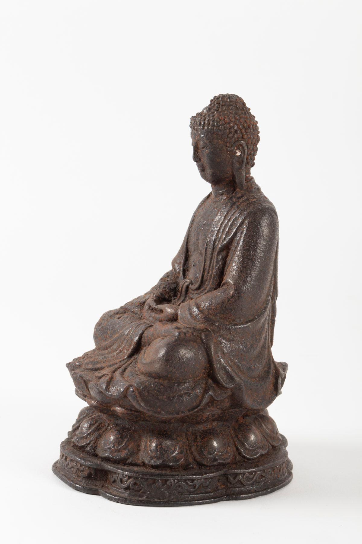 Cast Buddha in Meditation on a Lotus-Shaped Bass, China, 19th Century