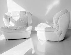 Buddha Lounge Chairs in White Leather from the 1980/90s Sweden