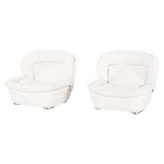 Buddha Lounge Chairs in White Leather from the 1980/90s Sweden