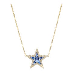Buddha Mama 20 Karat Yellow Gold Tanzanite and Diamond Star Necklace