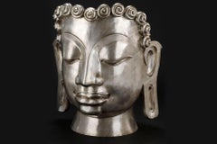 Buddha Mask, in Cast Bronze, Nickel-Plated finishing, Italy