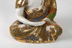 Buddha Meditation Porcelain Stazuma Decor Polychrome Lotus, 1920-1930