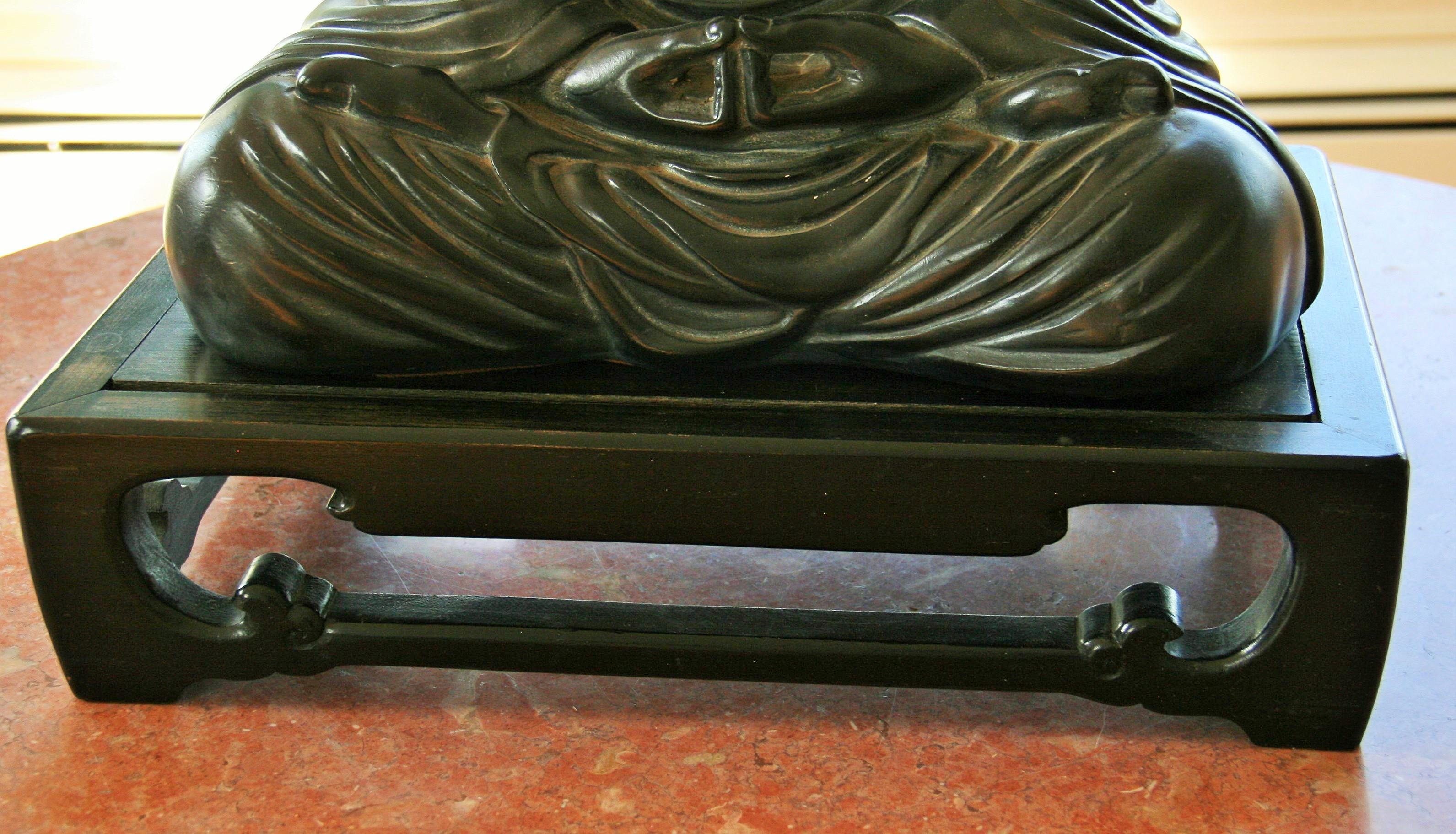 Mid-20th Century Japanese Buddha Sculpture on Wood Base