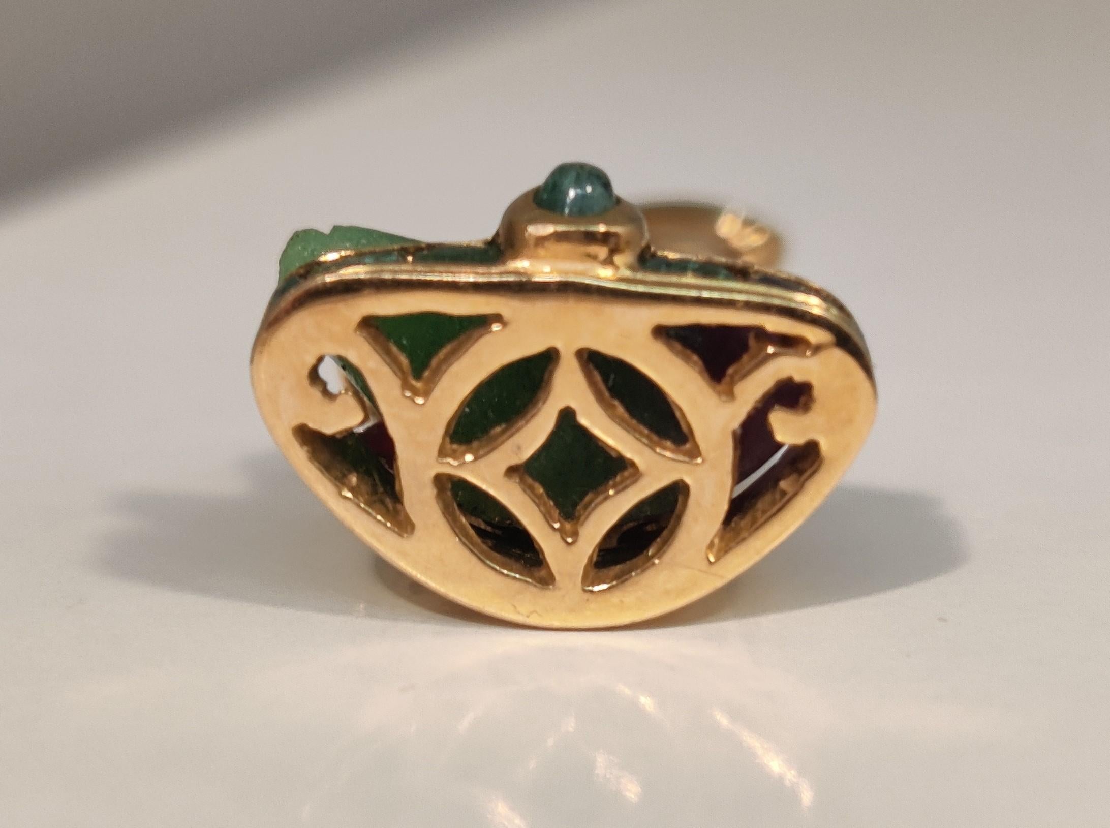 Emerald Cut Buddha Pendant Ruby-Zoisite 18 Kt Gold. Necklace