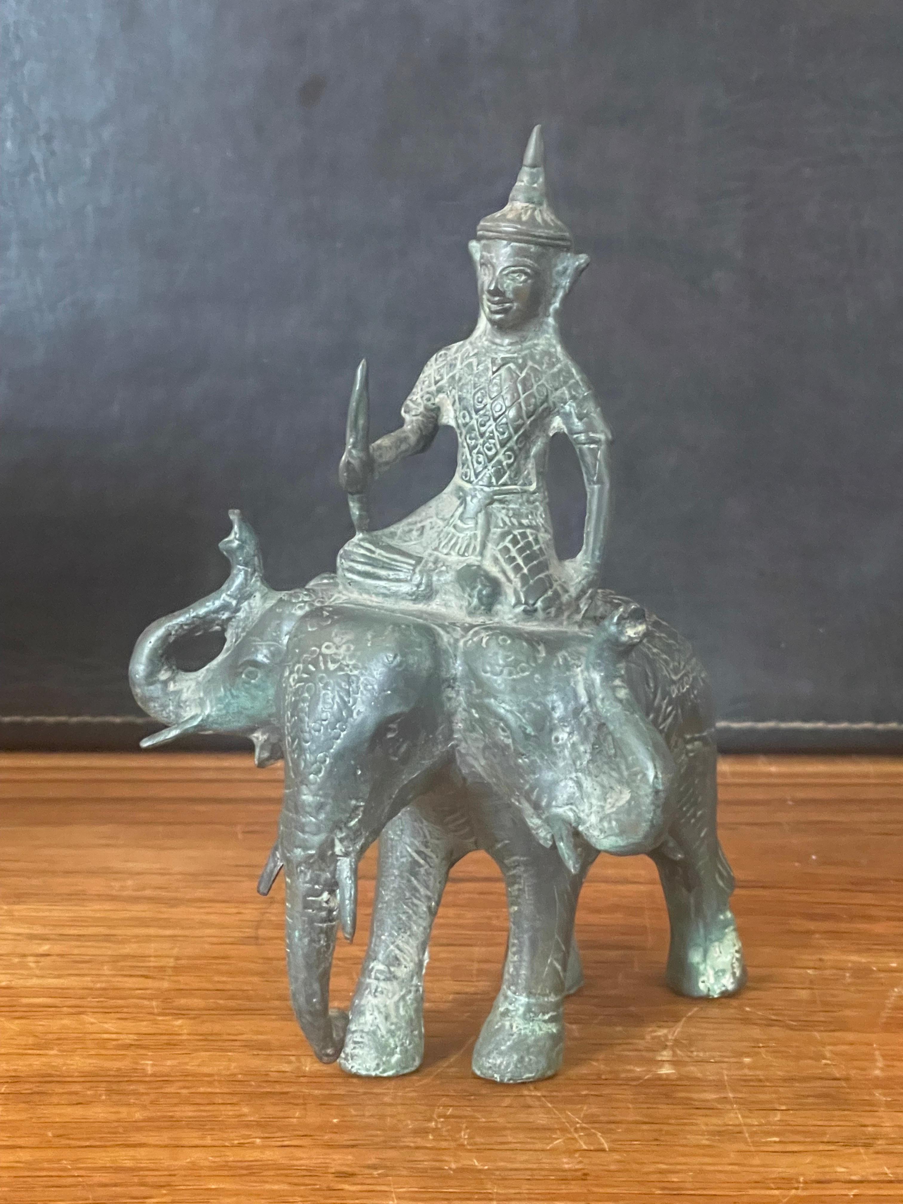 Buddha Riding Three Headed Elephant Bronze Sculpture / Indra on Erawan For Sale 3